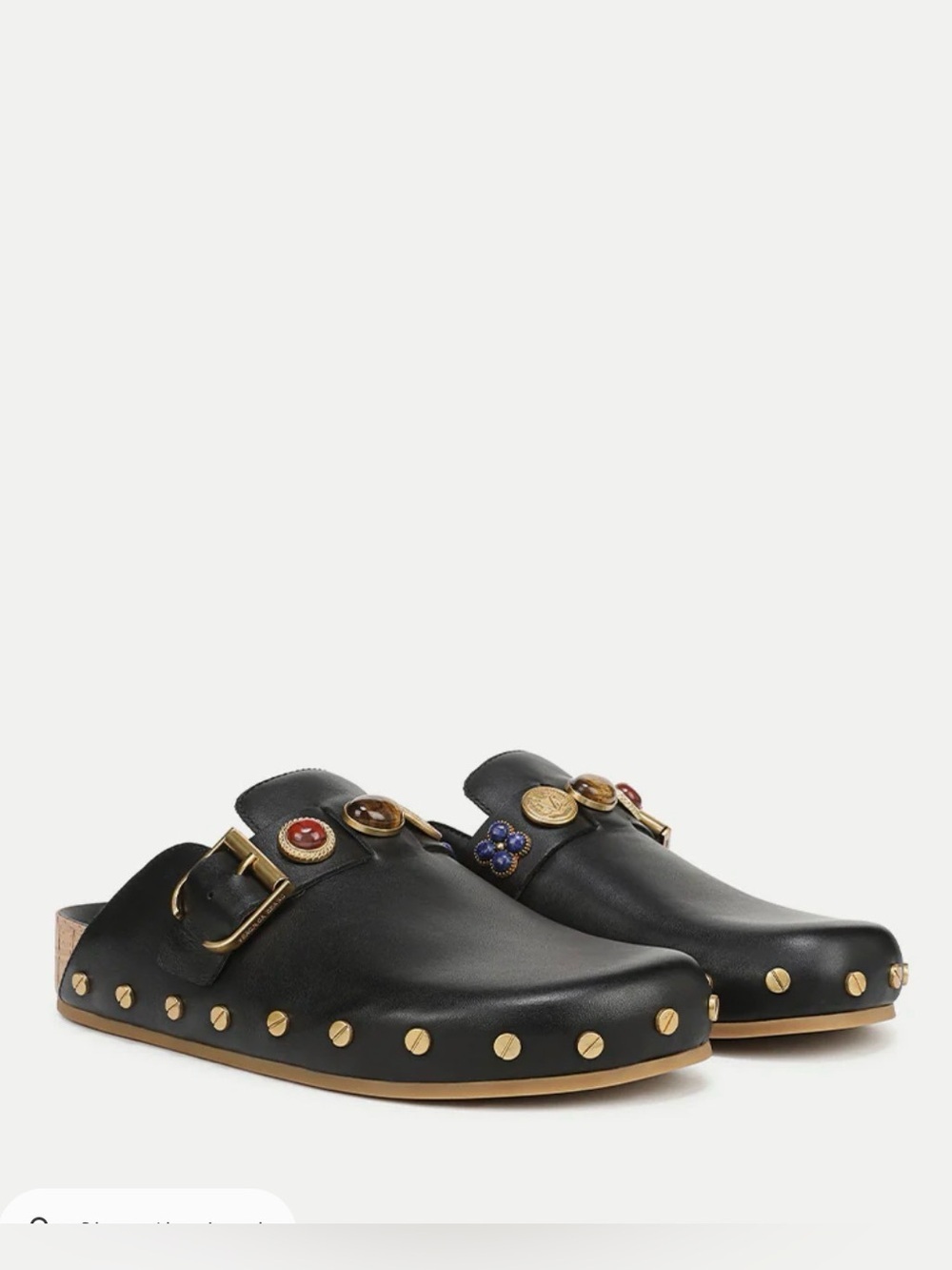 Veronica Beard Fern Black Leather Studded Mule Clogs Embellished Charms 8